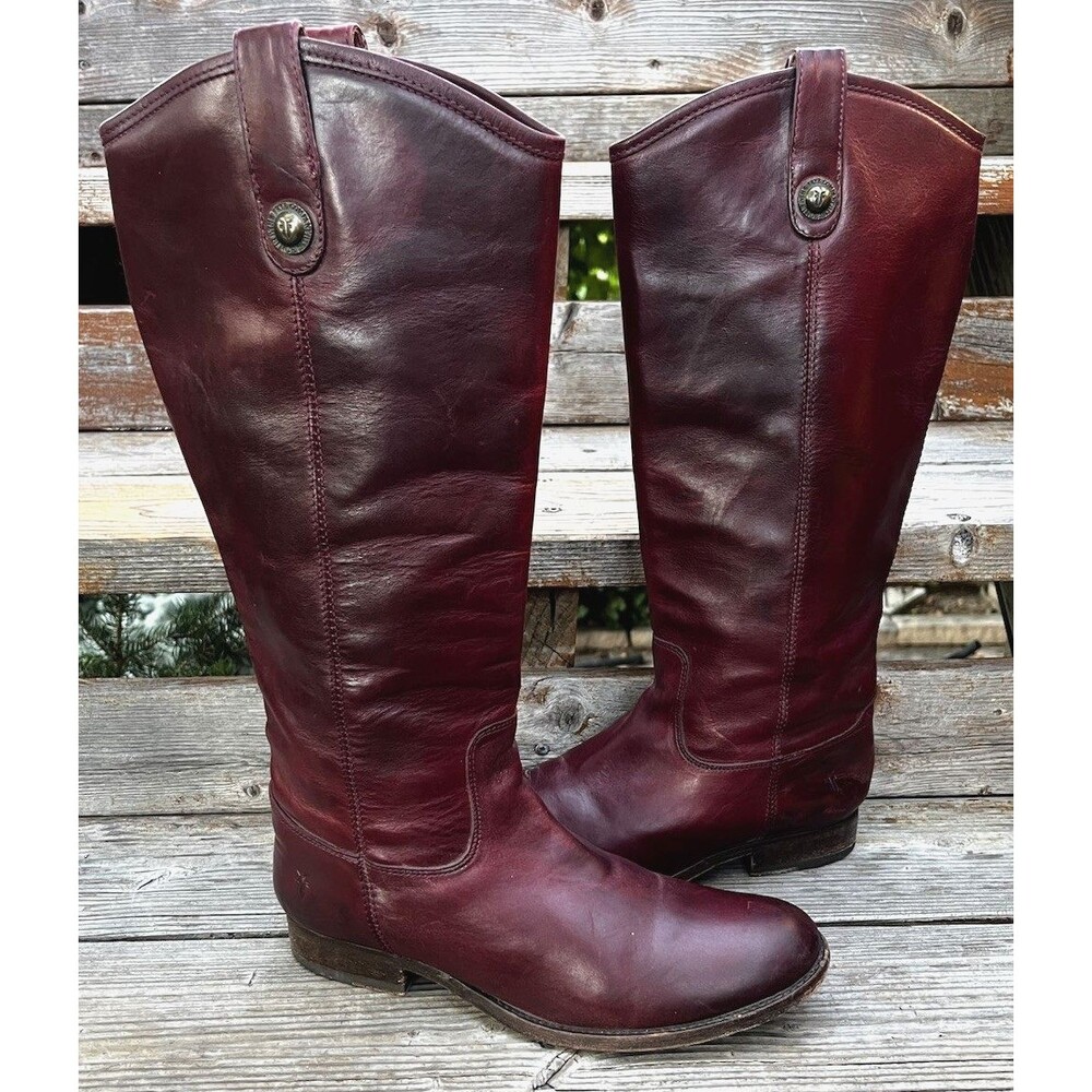 Frye Melissa Button Women’s 9B Leather Knee High Riding Boots 77167 Burgundy
